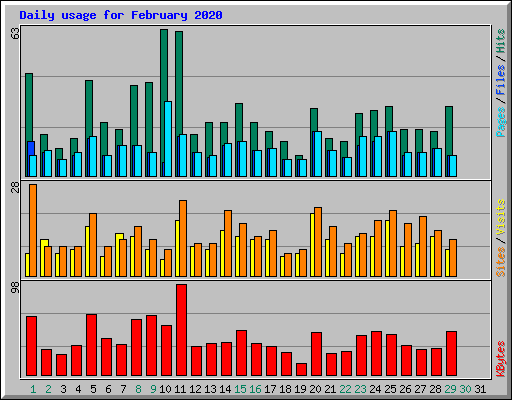 Daily usage for February 2020
